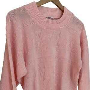 Vintage 80s Pink Butterfly Sweater Size Large Made In USA